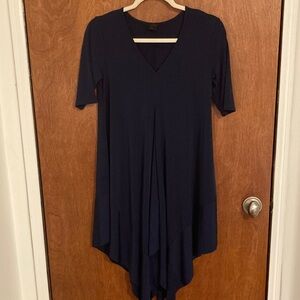 Asymmetrical V-Neck Navy Tunic Dress/ Tunic